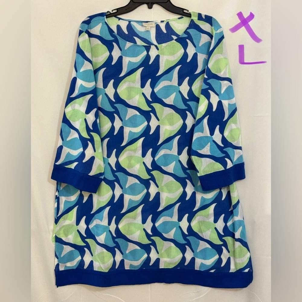 Talbots Blue and White Cotton Dress